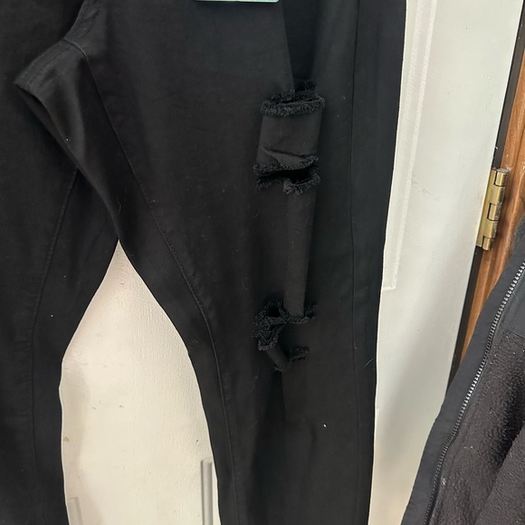 WAX JEAN HIGH RISE SKINNY JEANS: DISTRESSED: BLACK: NWT: SZ 16 - Picture 7 of 8